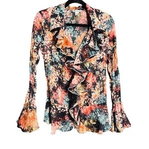 Y2K Floral Lace Ruffle Blouse